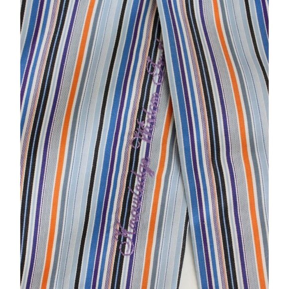 Robert Graham Mens Shirt Striped Long Sleeve Button Flip Cuff Multi Sz L - Picture 9 of 15